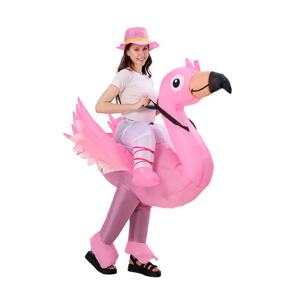 Flamingo Inflatable Costume Christms Mascot Halloween Costume for Women Adults Kids Cartoon Anime Mascot Cosplay for Party