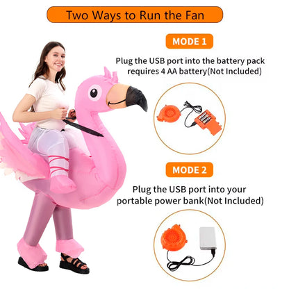 Flamingo Inflatable Costume Christms Mascot Halloween Costume for Women Adults Kids Cartoon Anime Mascot Cosplay for Party