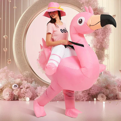 Flamingo Inflatable Costume Christms Mascot Halloween Costume for Women Adults Kids Cartoon Anime Mascot Cosplay for Party