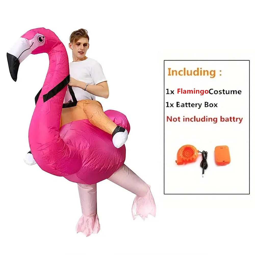 Flamingo Inflatable Costume Christms Mascot Halloween Costume for Women Adults Kids Cartoon Anime Mascot Cosplay for Party