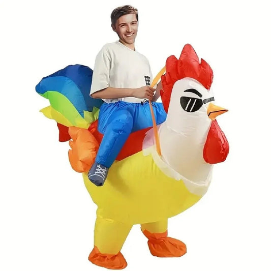 Inflatable Costume Adult Rooster Ride on Chicken Costume, Halloween Costumes Blow up Costumes, Cool Decor, Scene Decor